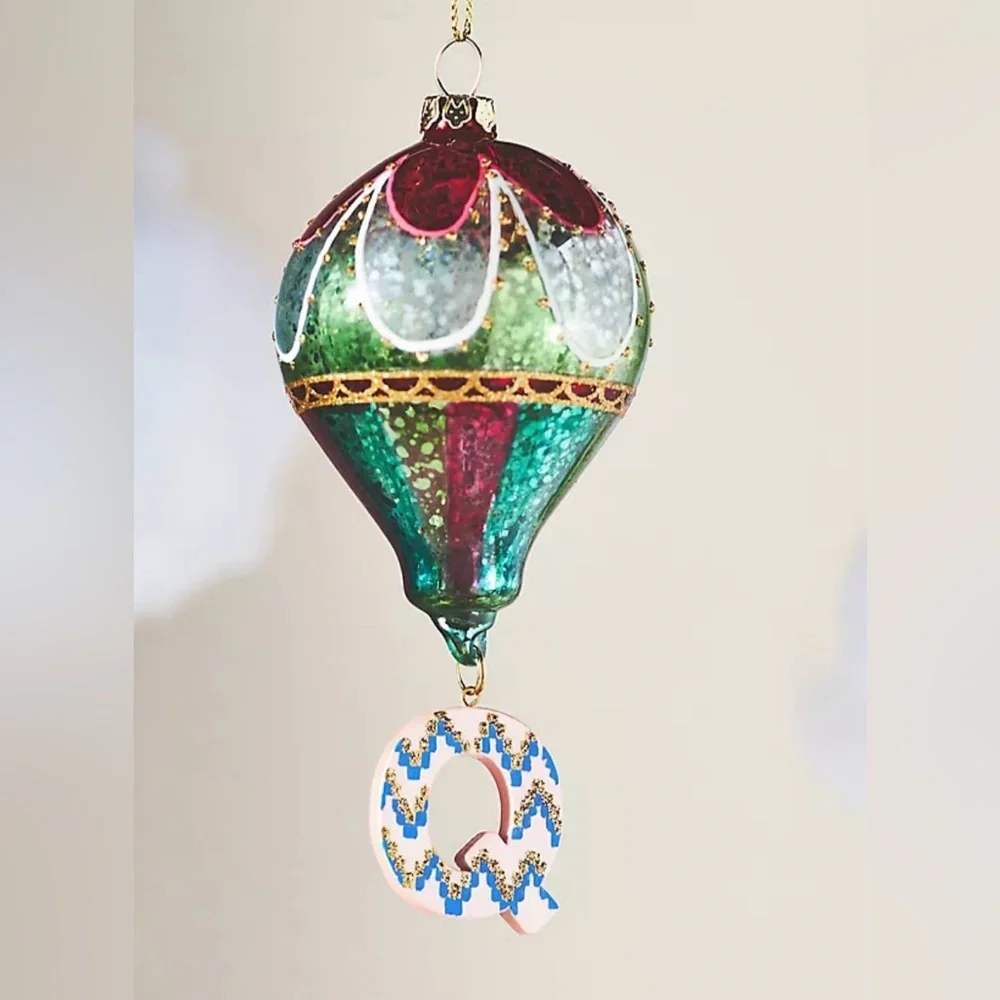 Anthropologie monogram Hot Air‎ Balloon Ornaments